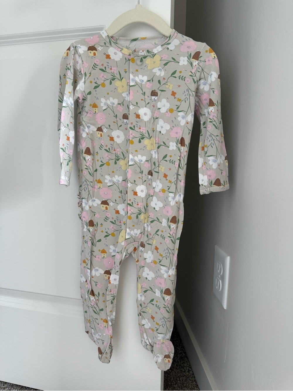 Magnetic Me Floral Footed One-Piece - Pink, Cream & Yellow